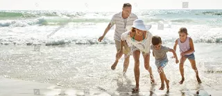 Family holiday at beach