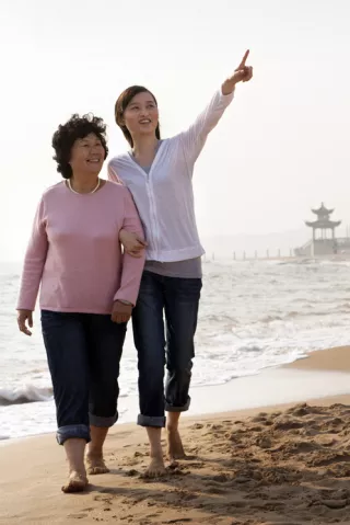 walking on the beach