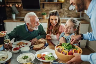Family sharing a meal