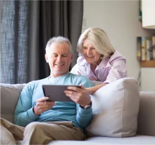 Patients looking at digital tablet